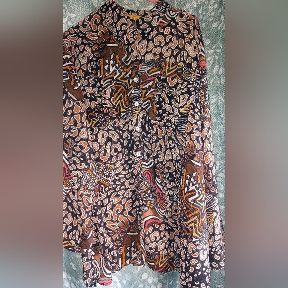 Ruby Rd geometric print long sleeve bottom down shirt dress size 18w - Picture 12 of 14